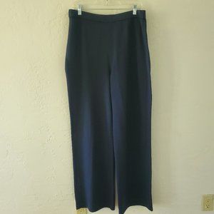 St. John Basics Santana Knit Pants Slacks Size 16 Navy Wool Blend Stretch Career